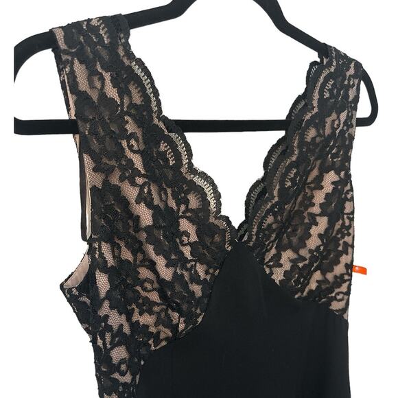 Maggy London Black Nude Lace Scalloped Sleeveless Tank Dress 10 Formal Wedding - Picture 2 of 8